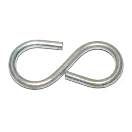 Midwest Fastener 11/64" x 3/4" x 2-1/8" Zinc Plated Steel Open S Hooks 50PK 51808